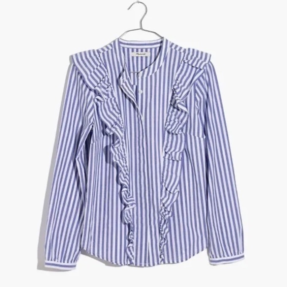 Madewell striped ruffle top EUC